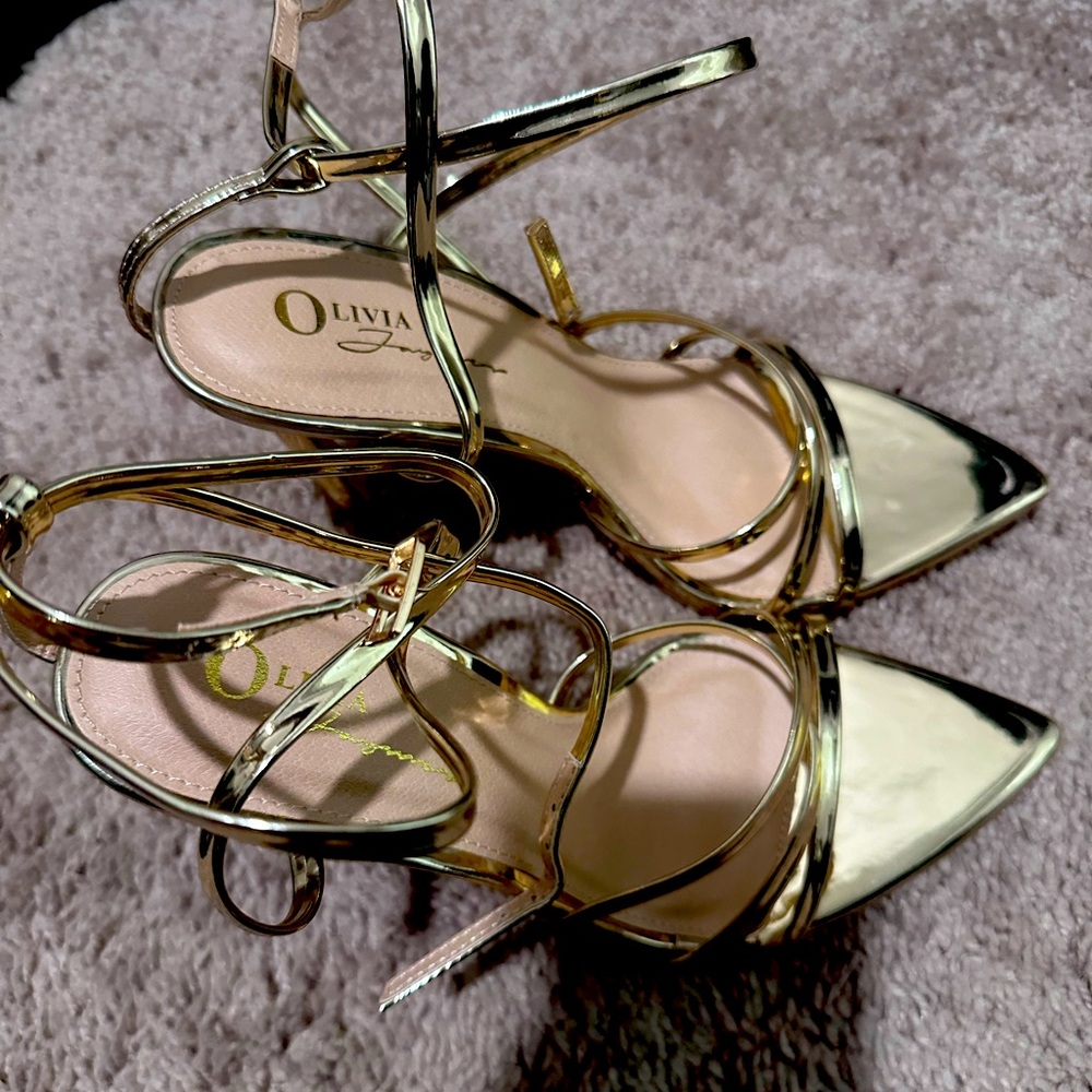 Gold strappy heels